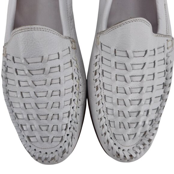 NEW Bruno Magli Italy Bone White Woven Leather Dress Shoes Men 10 Vintage Loafer - Picture 2 of 10